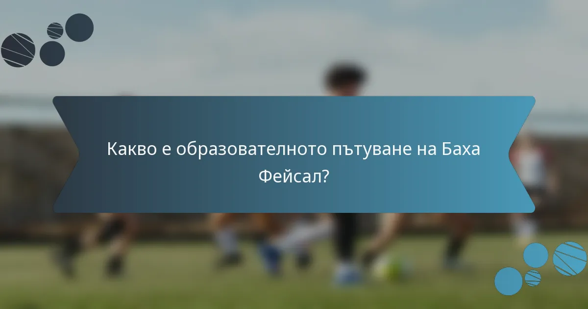 Какво е образователното пътуване на Баха Фейсал?